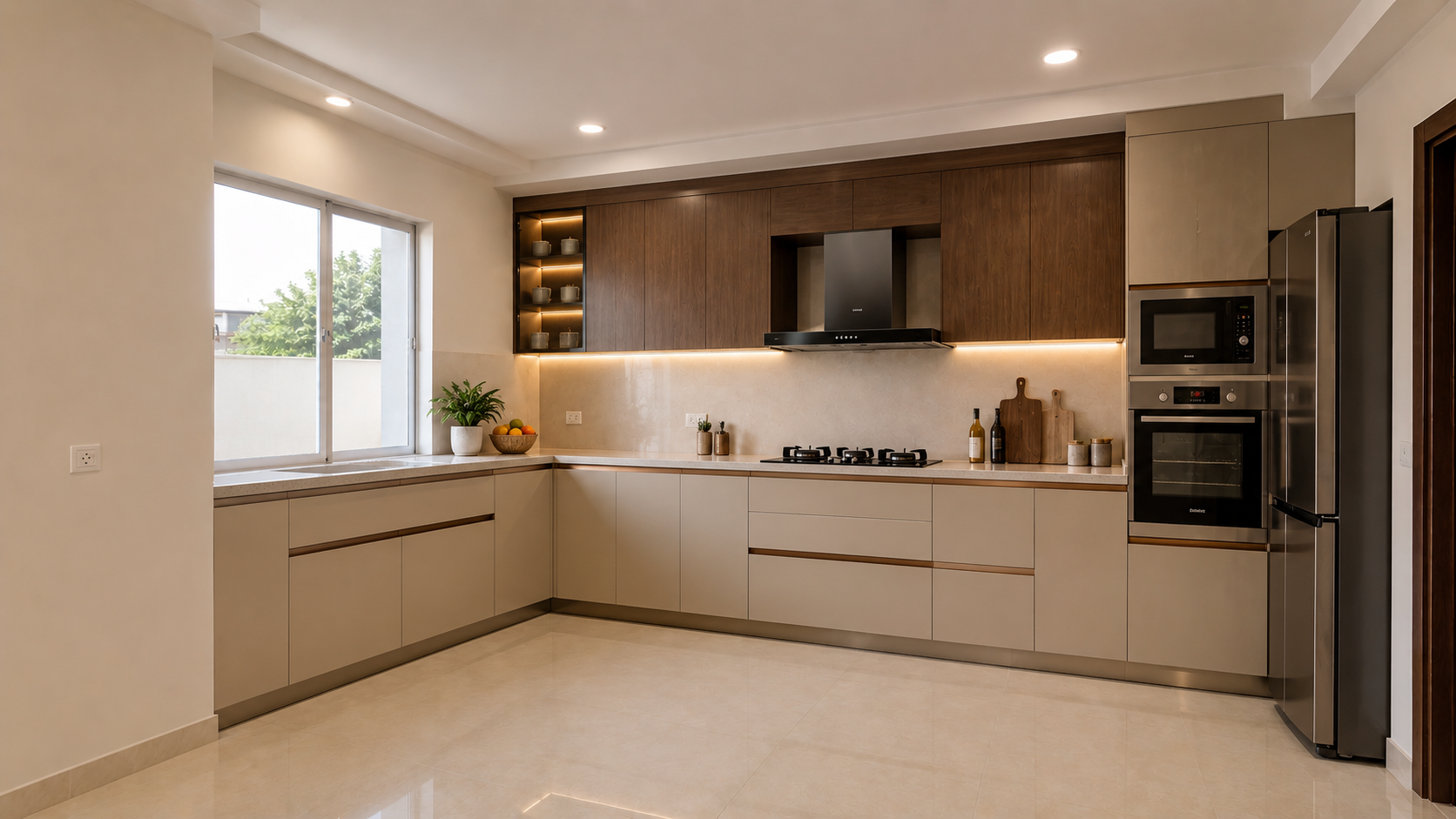 Contemporary L-Shaped Kitchen After